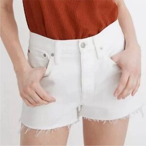 Madewell White Cutoff Relaxed Fit Denim Shorts-Size 25